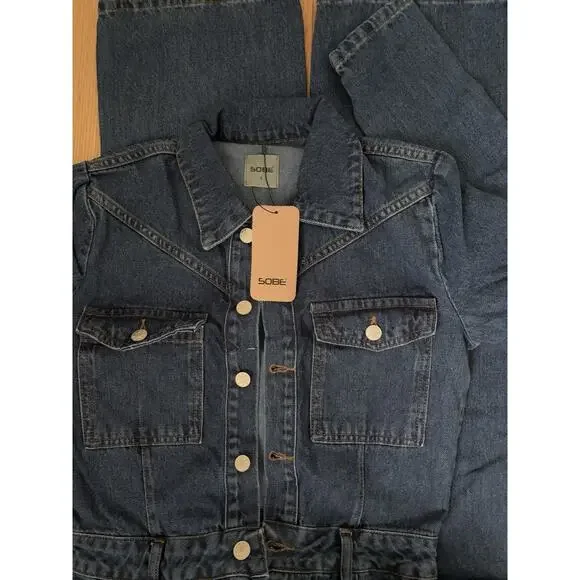 Women Denim Jumpsuit Premium Jean One Piece Outfit Casual Chic Overalls Romper - Picture 9 of 9